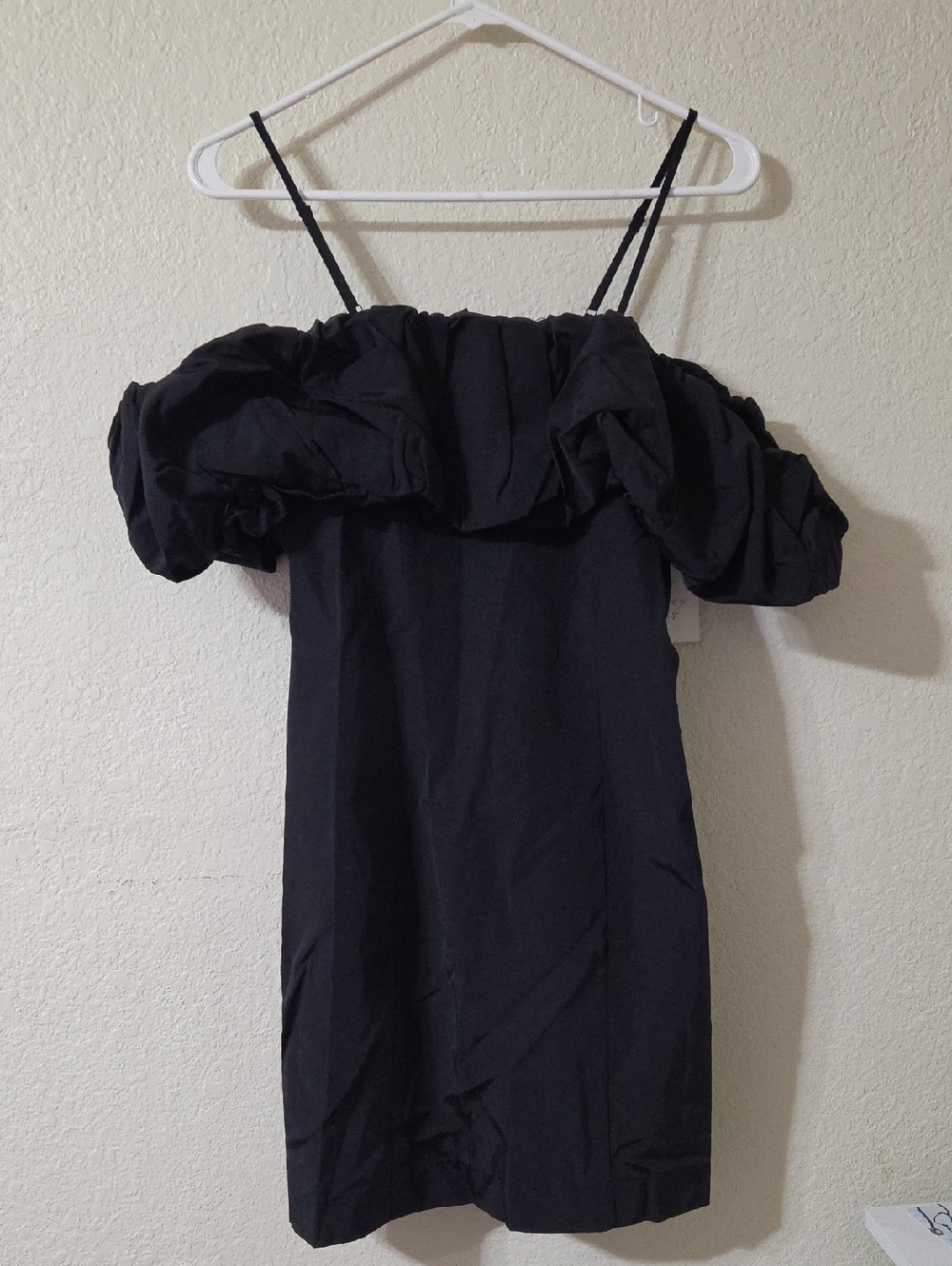 a new day Black One-Shoulder Mini Dress with Puff Detail